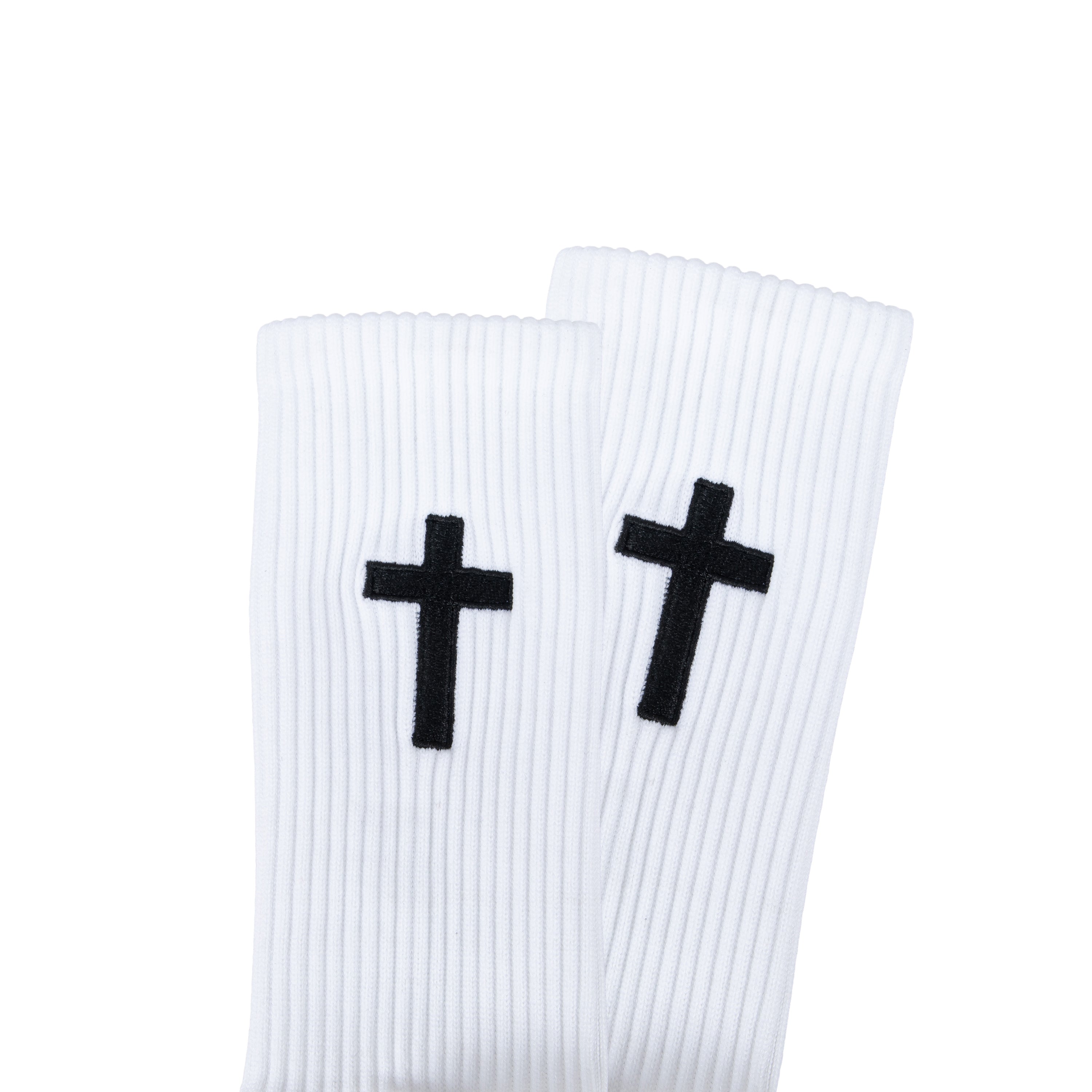 White Cross Grip Socks (Black Cross)