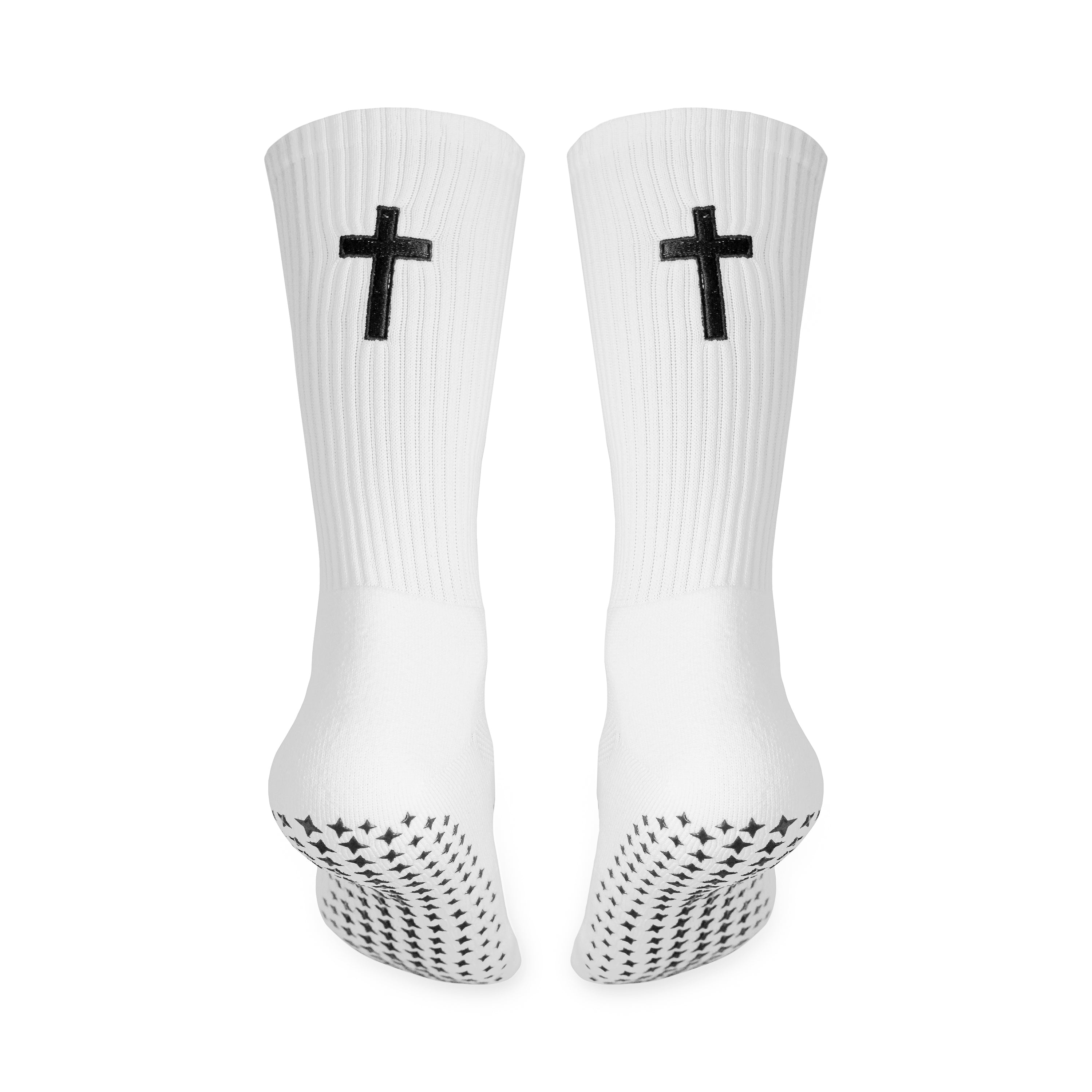 White Cross Grip Socks (Black Cross)